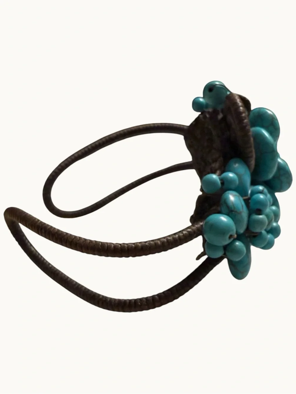 Turquoise Bead Flower Cuff Bracelet
